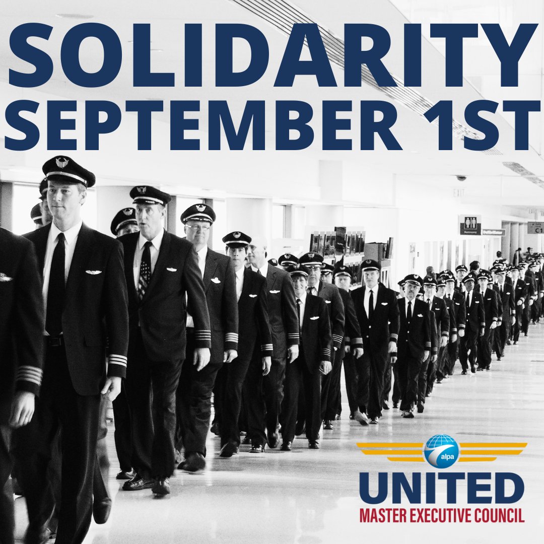 UnitedPilots's tweet photo. On September 1, demonstrate your commitment to the airline piloting profession by standing shoulder to shoulder in an ALPA-wide informational picket in support of our profession.

RSVP: https://t.co/gPYgoSSIFW

#WeAreALPA, #union, #unitedpilots, #unionstrong, #alpapilots, #1U https://t.co/RyExvo1VEo
