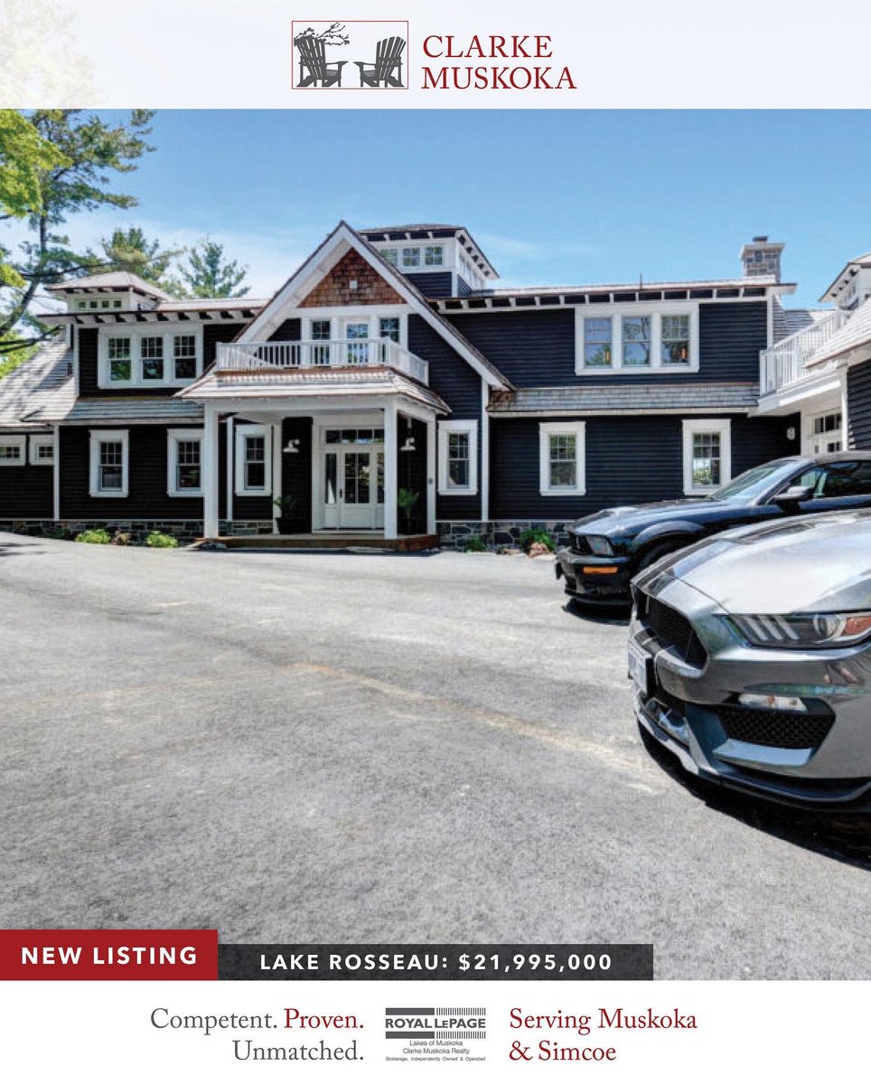 clarkemuskoka's tweet photo. NEW LISTING: Views from Evergreen Point
$21,995,000
Lake Rosseau / 4,383 sqft / 2.02 Acres / Southwest Exposure / 572' Frontage / 6 Beds / 8 Baths
https://t.co/xpXOSvLMfc
#newlisting #hirealocalrealtor #muskoka #lakerosseau #evergreenpoint https://t.co/JbvgBq29VH