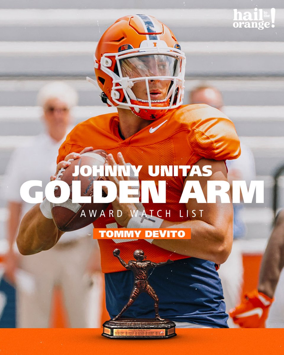IlliniFootball's tweet photo. 🏆 𝑮𝒐𝒍𝒅𝒆𝒏 𝑨𝒓𝒎 𝑾𝒂𝒕𝒄𝒉 𝑳𝒊𝒔𝒕

@tommydevito007 | #famILLy | #Illini https://t.co/nBhlnirqQi