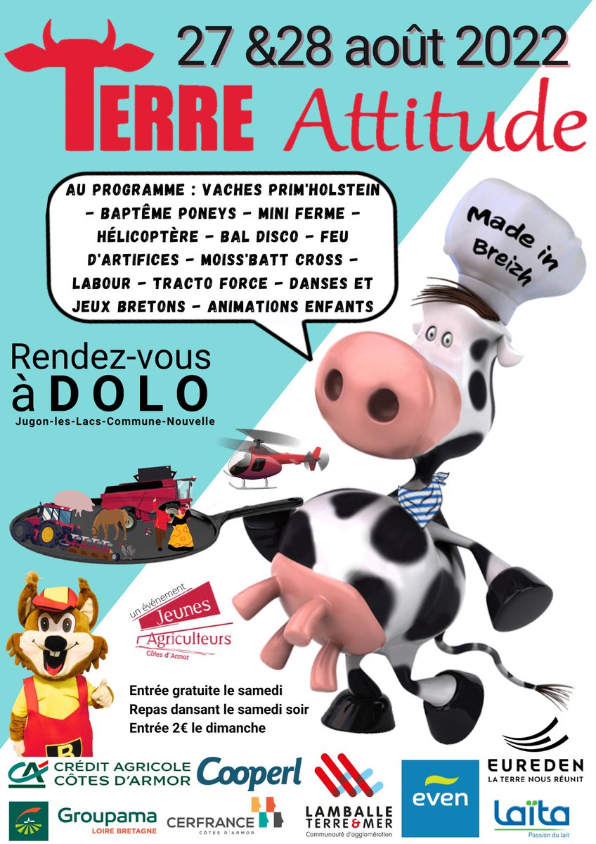 .<a href="/CRPBretagne/">ComitéRégionalPorcin</a> termine son tour de Bretagne gourmand demain à Brest 🐷 Allez leur rendre visite et ensuite, direction notre stand à l'Agrifête à Milizac 👍 Nous serons également présents à Dolo et à Guénin 🥳 À demain ! <a href="/JA_Finistere/">JA du Finistère</a> <a href="/JAMORBIHAN/">JA56</a> <a href="/JA_CotesdArmor/">JA_CotesdArmor</a>
