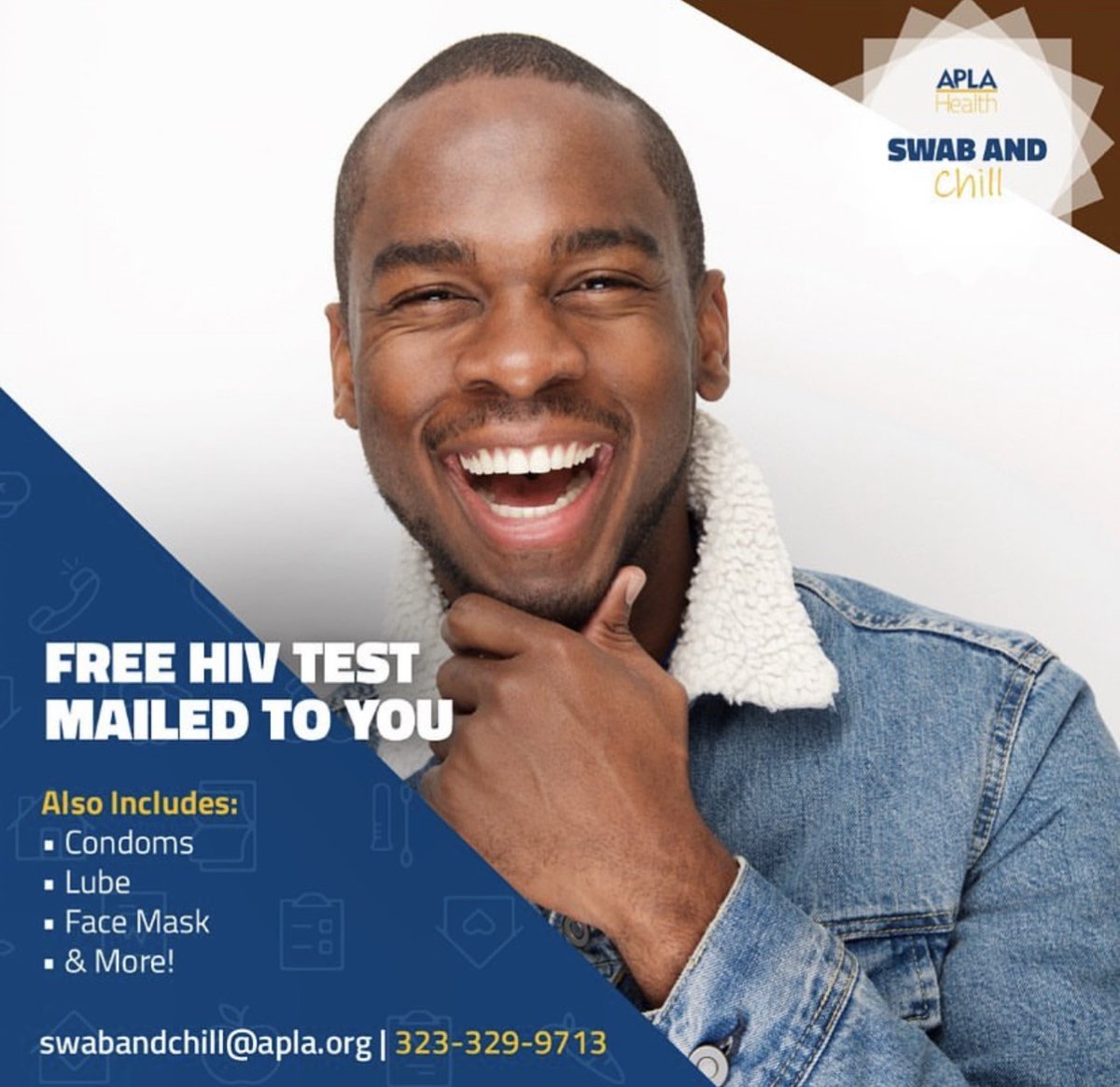 HealthyHim's tweet photo. Knowing your HIV status is very important. Get your FREE at home HIV test mailed discreetly to you today. Call 323-329-9713 or email Swabandchill@apla.org to get more information or a test sent to you. 💕 https://t.co/aWITWUwbjF