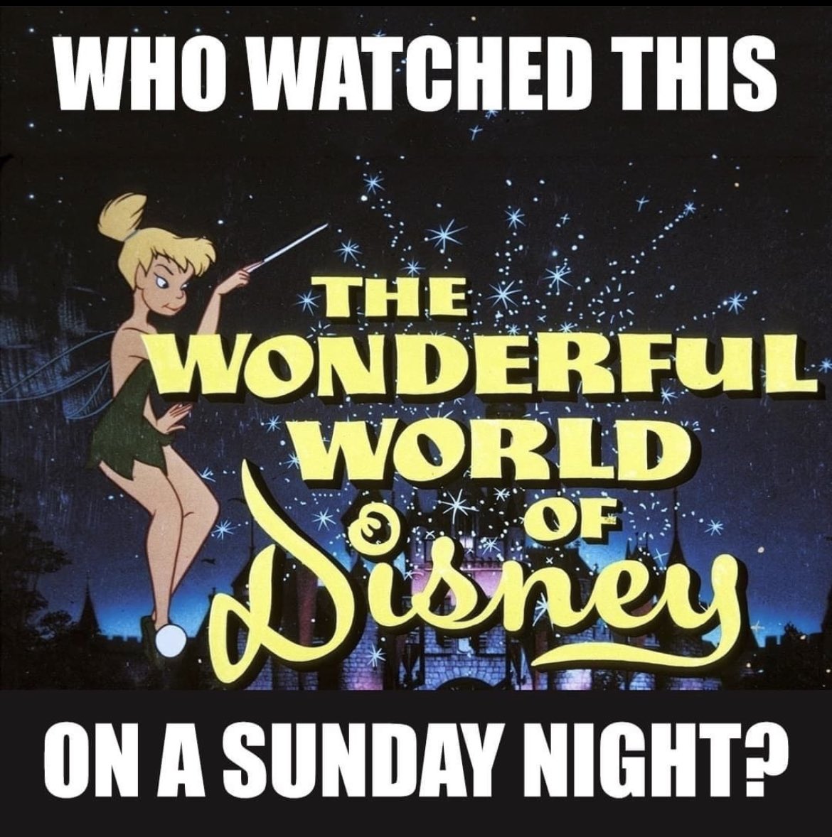 Every Sunday at 7:00pm then bedtime. 
#WonderfulWorldofDisney #Disney #tinkerbell #Childhood