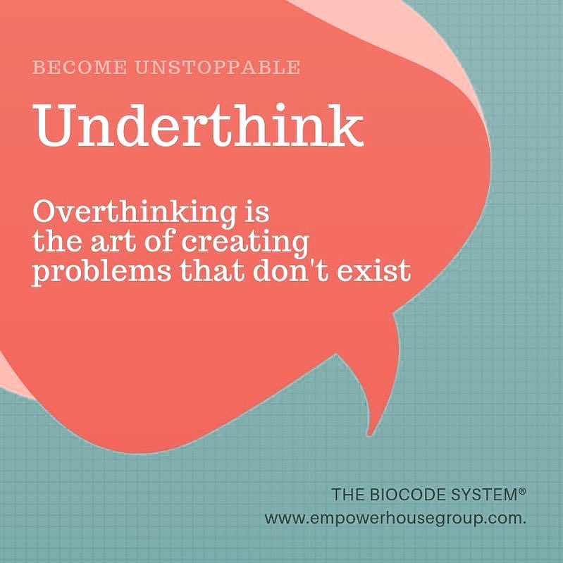 empowerhouseinc's tweet photo. Today's #DailyInnerWorkout 

Ready to learn how to underthink? 

Overthinking is the art of creating problems that don’t exist. 

#everythingisrightaboutyou #thebiocodesystem #mindfulness #mindset #stress #OverThinking 

https://t.co/0J9lZWFxRe https://t.co/0jx9nB9YfO