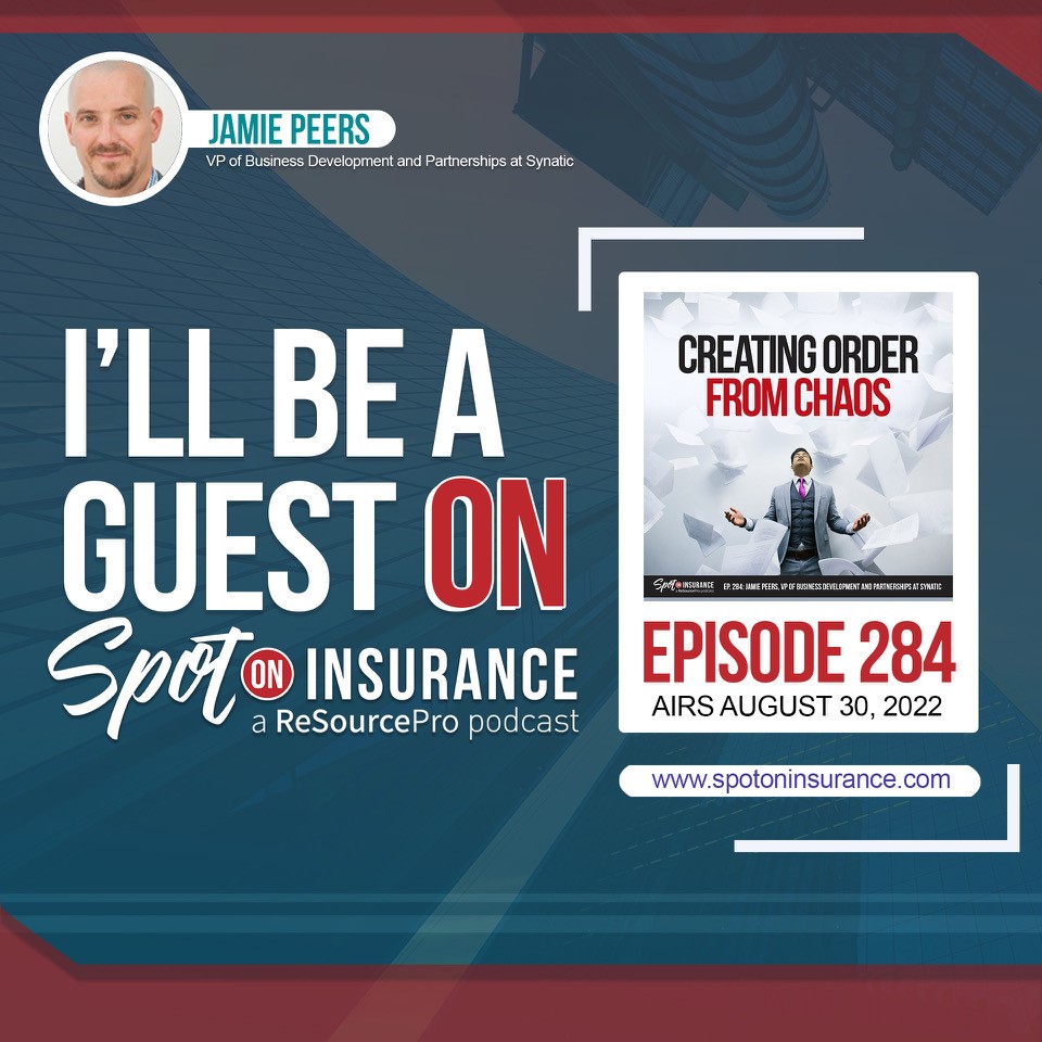The <a href="/JamiePeers/">Jamie Peers</a>, <a href="/DataSynatic/">Synatic</a> VP of Business Development &amp; Partnerships, is a guest on the  upcoming @SpotOnInsurance Podcast!

Mark your calendars, the episode airs Tuesday, August 30th!

#data #saas #Insurtech #insurance #insuranceindustry #insurancesolutions #integration