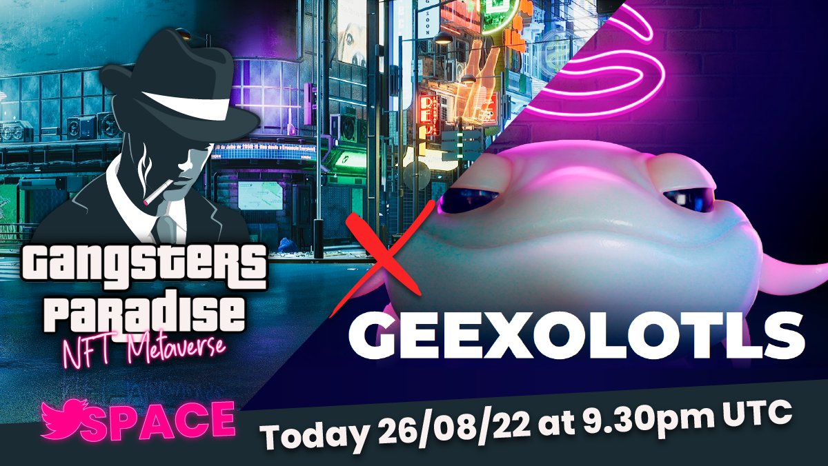 geexolotls's tweet photo. As is tradition, our weekly AMA is at 9:30pm UTC! 

We are joined by our NEW partner from outside of the fishtank: @Gangsters_io (@StallionTheOwl
@NicoVerderosa 😱)

Join us as we discuss building our Web3 foundations, and how WE can get YOU, a WL spot for this next Blue Chip! 📈 https://t.co/LlNvQh0N1B