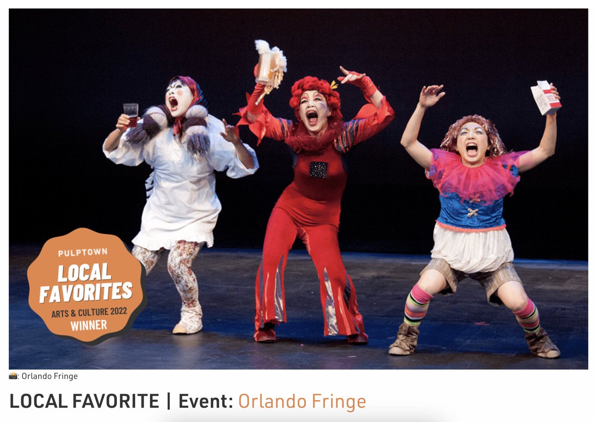 Wow! Thank you to all the Fringe Fans who voted us Pulptown's 2022 Local Favorite Event! We're so proud to provide a safe space where everyone can let their Fringe flag fly and where everyone gets a chance to participate in the arts. It wouldn't be possible without your support.