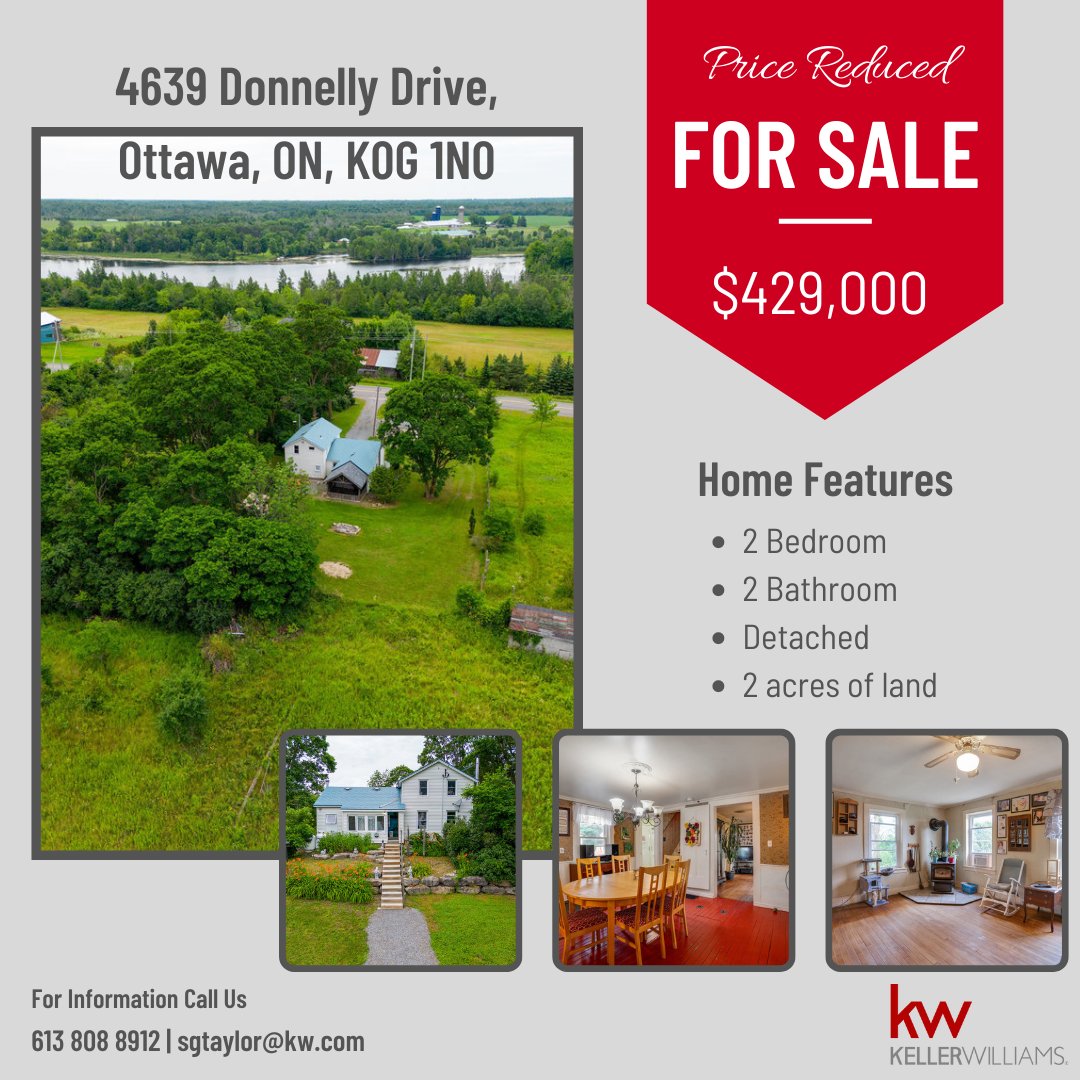 🤑 Price reduced 🤑

✔️2 bedrooms
✔️2 bathrooms
✔️1 1/2 story
•
Contact us to schedule a showing 👇🏻
Geraldine Taylor
Sales Representative
Keller Williams Integrity Realty
sgtaylor@kw.com
geraldinetaylor.com
(613) 808-8912