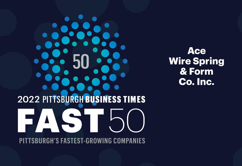 CustomSprings's tweet photo. From everyone here at Ace Wire Spring &amp; Form, we would like to congratulate all the 2022 Pittsburgh Business Times Fast 50 Award winners!

https://t.co/aLmChpTNAC https://t.co/D57djqXih9