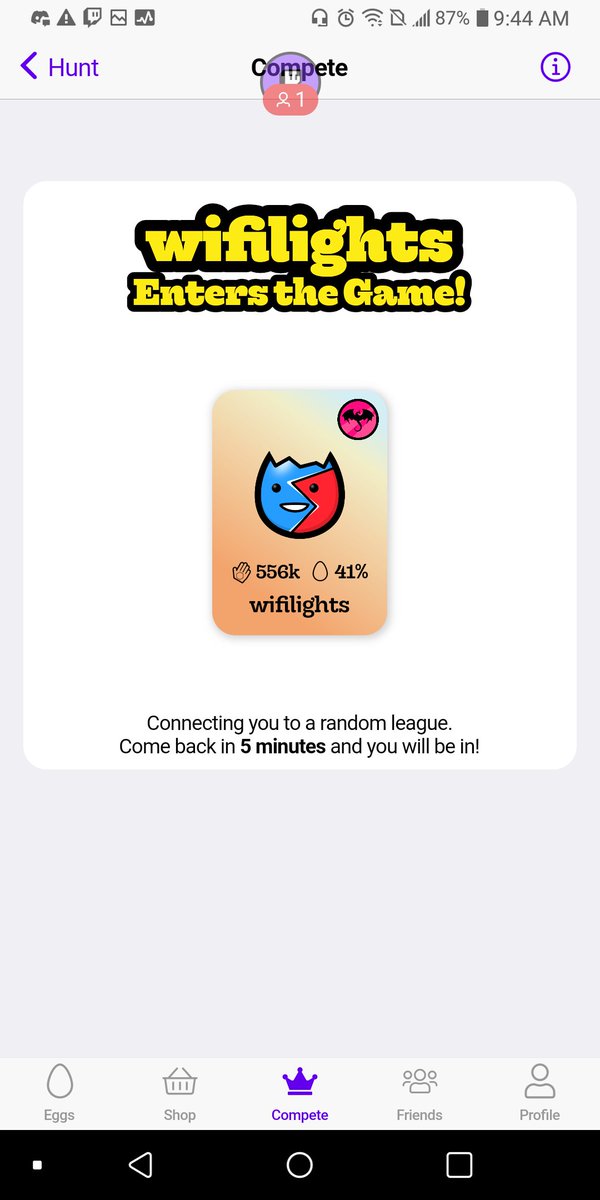 LightsCoast's tweet photo. Just entered in league! Have you gotten in league today? Plenty of time left Egg hunters! Come watch me hunt eggs at 4pm West Coast time! My twitch link is in my bio good luck today! 🍀#onetrilliongame @OneTrillionGame #MobileGame #freegames #gamer #gamedev #play #player #games https://t.co/6xO1c9j0oQ