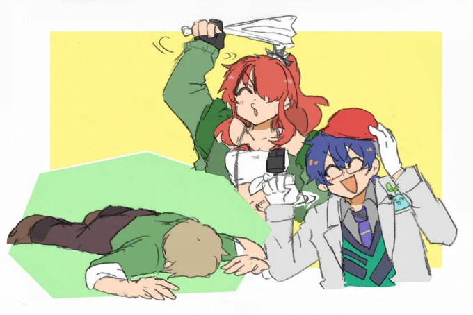 同期が全身フルに使って全力で楽しそうにしてるとこが見れて幸せです!#絵バンス #レインの依頼書 #まめねことレオス 