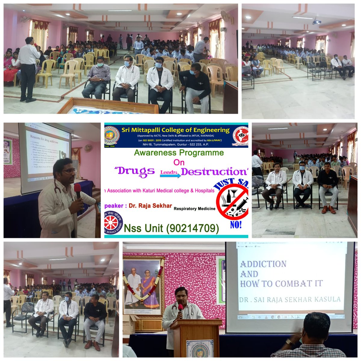 APSTATENSSCELL's tweet photo. St.Mary's College of Engineering, Guntur conducted an Awareness programme on Drugs leads Destructions by today.250 student volunteers are presented.

NSS Unit  Code: 90214709.
 # NSS Cell SMCE,Guntur.
# JNTU Kakinada NSS Cell
# Andhra Pradesh State NSS Cell https://t.co/sFozz7LH6e