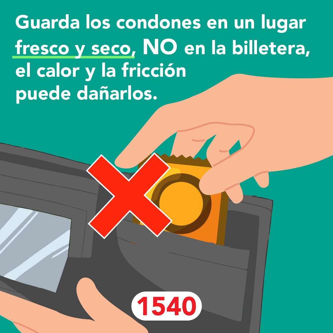 Linea1540's tweet photo. ⚠️Si no se guarda de manera correcta, el condón es mas propenso a romperse cuando se está utilizando.😬¡Guárdalo bien! 😄
#Línea1540 #Salud #Prevencion #Amolavida #YoUsoCondón #VIH #ITS #SIDA #vihpositivo #indetectableesintransmisible #haztelaprueba #saludsexual #finalsida https://t.co/JQPRXDmLEL