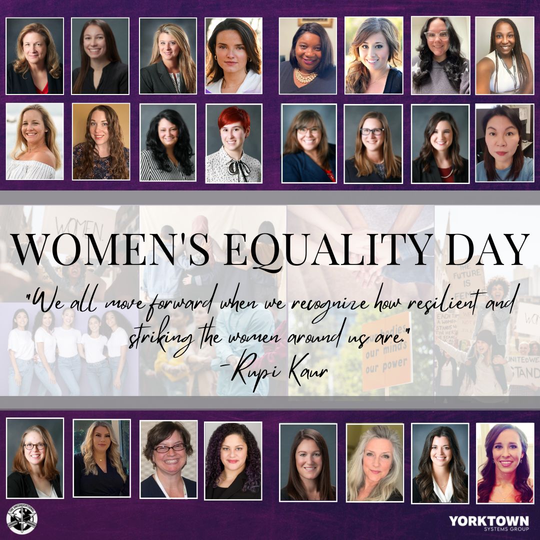 YSGinc's tweet photo. Women’s Equality Day is a National Day of Celebration commemorating the historical and continuous struggle for women to achieve full rights and privileges. Today we highlight the women of Yorktown and celebrate their personal and professional achievements!

 #womenequalityday https://t.co/sXKZ4sP4y5