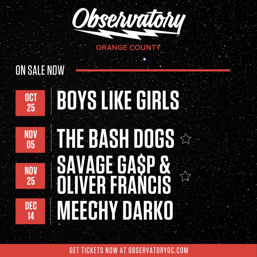 ON SALE NOW: Grab your tickets now. 

🎟️ livemu.sc/3KhdFyz

◾ Noche de Verano Sin Ti
◾ <a href="/lanceyfouxx/">!i</a>
◾ <a href="/klangstof/">klangstof</a>
◾ Starcrawler
◾ Boys Like Girls
◾ @thebashdogs
◾ @savagegasp
◾ <a href="/oliverxfrancis/">Oliver ✨</a>
◾ <a href="/MeechIsDEAD/">Durtis Jackson</a> (album out now)