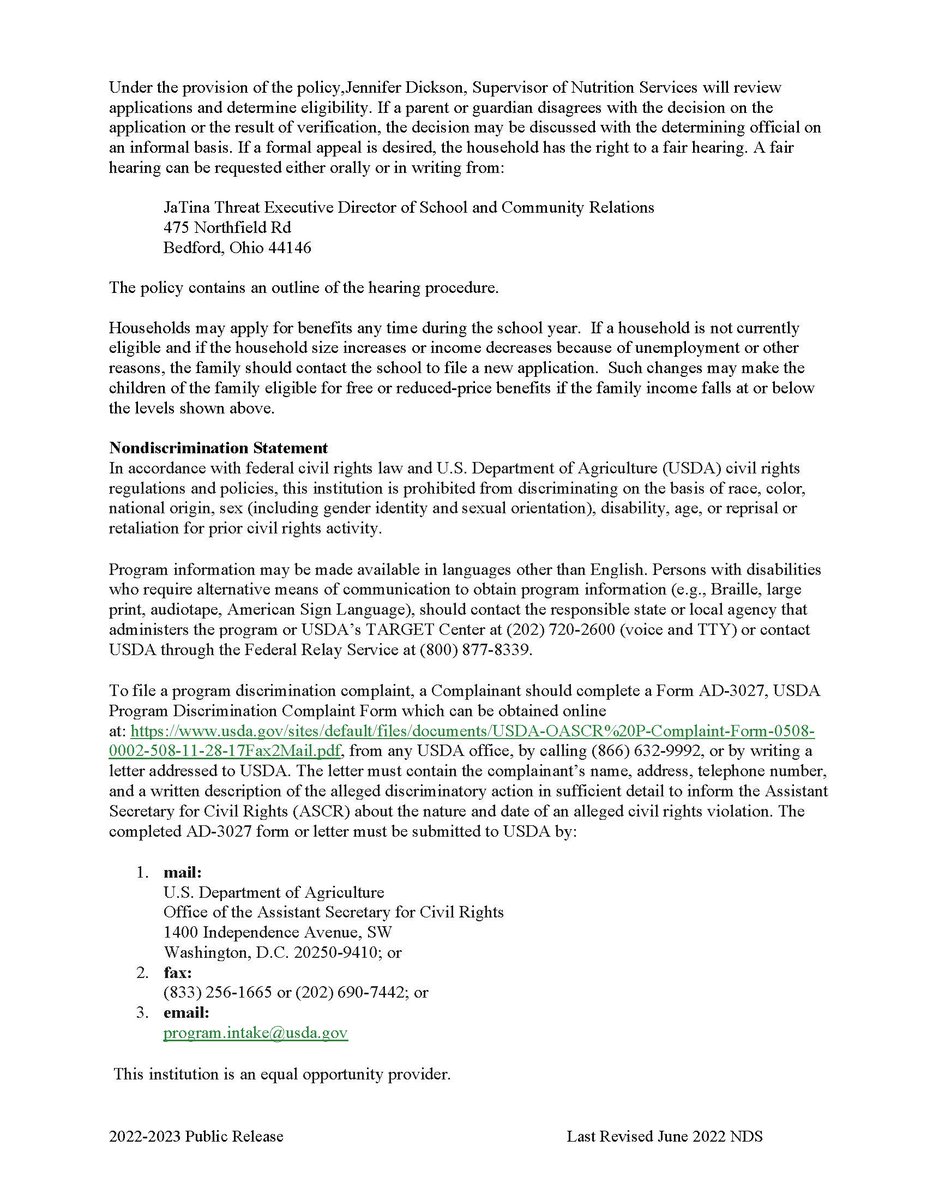 Important information about 2022-23 school lunches. Please read.