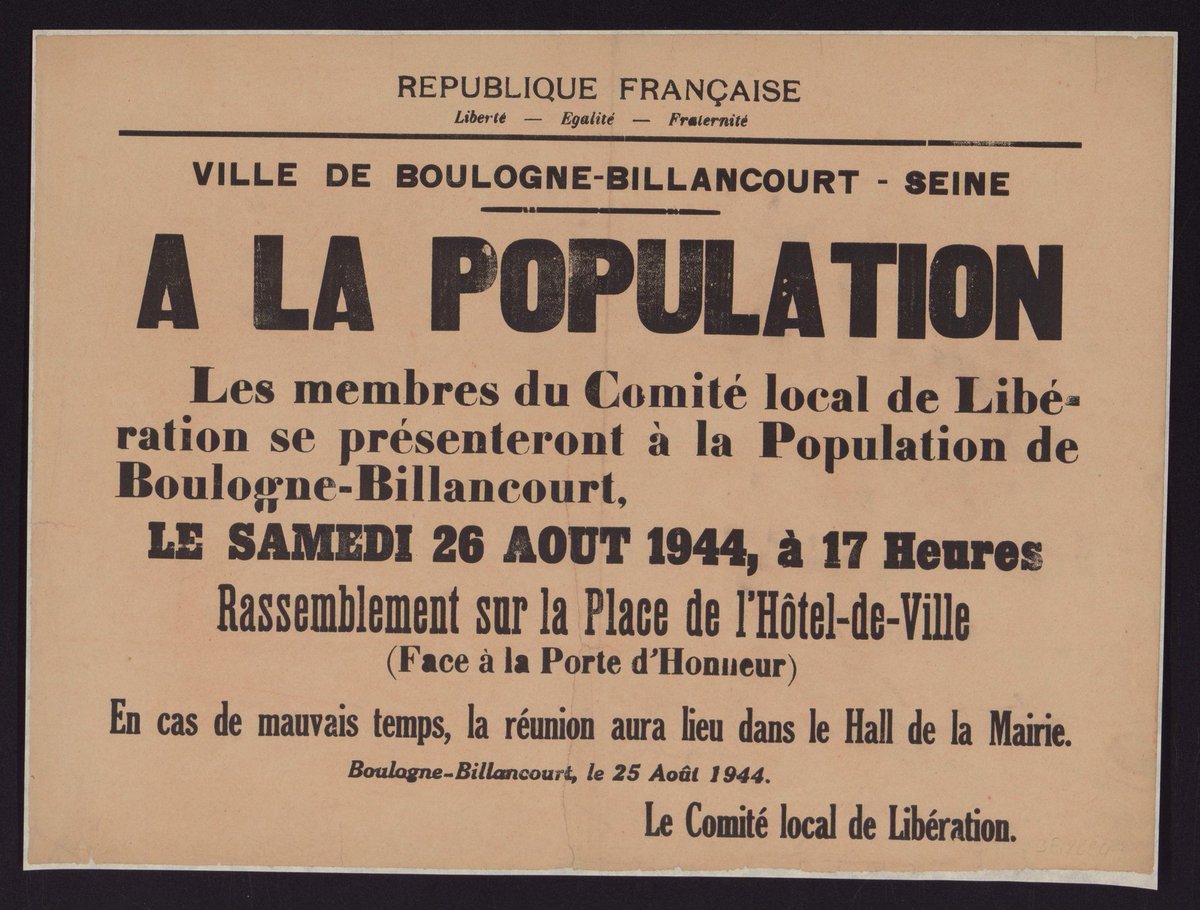 Image for the Tweet beginning: [Jours de #Libération à #BoulogneBillancourt]

26