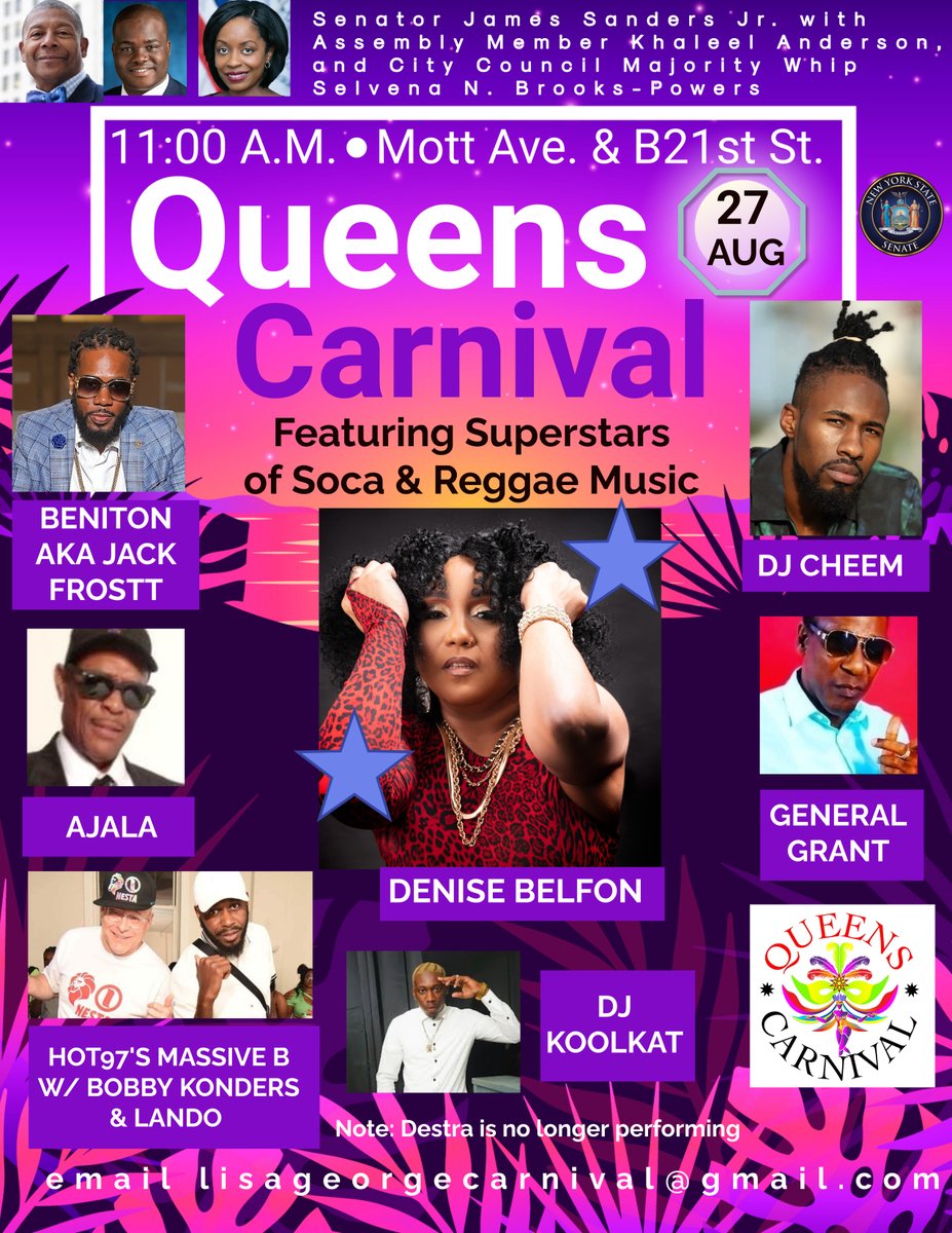 RockCaribCarn's tweet photo. The Queens Carnival is TOMORROW - Featuring Superstars of Soca &amp; Reggae Music - Kickoff is Mott Avenue and Beach 21st Street 
@WIADCA @BobbyKonders @HOT97 @CMBrooksPowers @KhaleelAnderson https://t.co/PSNgYqEdJO