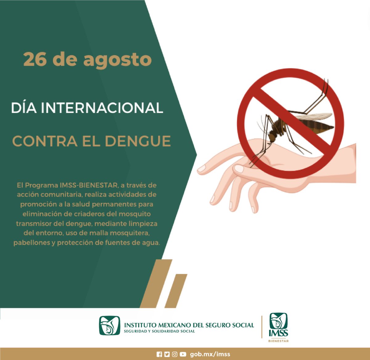 El Programa #IMSSBIENESTAR, a través de acción comunitaria, informa permanentemente a la población de las acciones que se deben realizar para prevenir y controlar el dengue. #DíaInternacionalContraElDengue