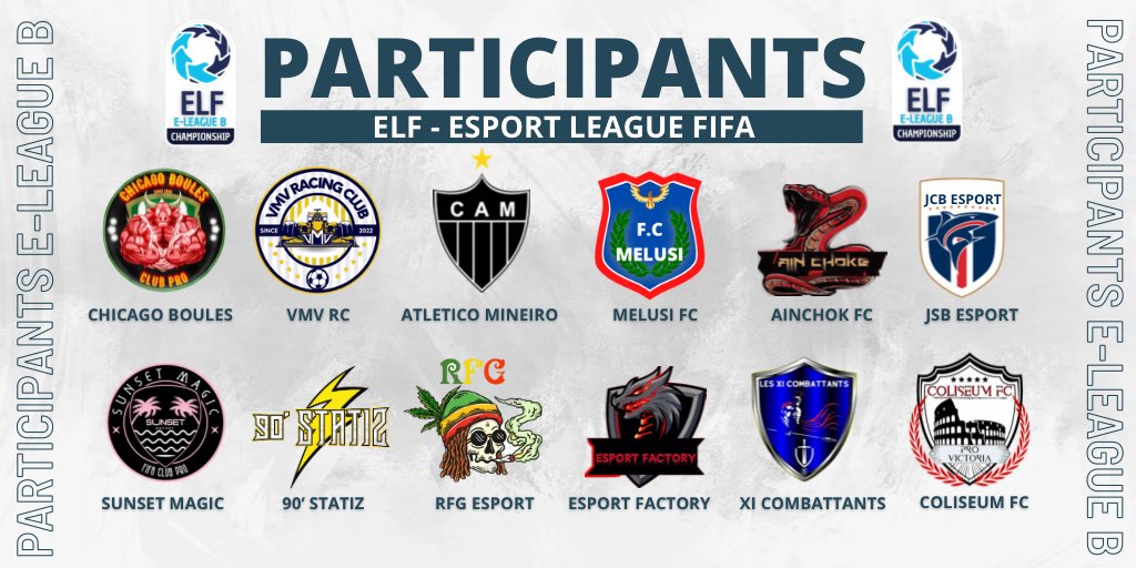 ELFFIFA's tweet image. Voici les 12 équipes qui compose cette belle E-League B du championnat d’Avant Saison ! 🔰

La bataille pour aller chercher le titre s’annonce palpitante et féroce ! ⚔️

Pour toi qui est le Favoris ? 

RT APPRÉCIÉ 🙏