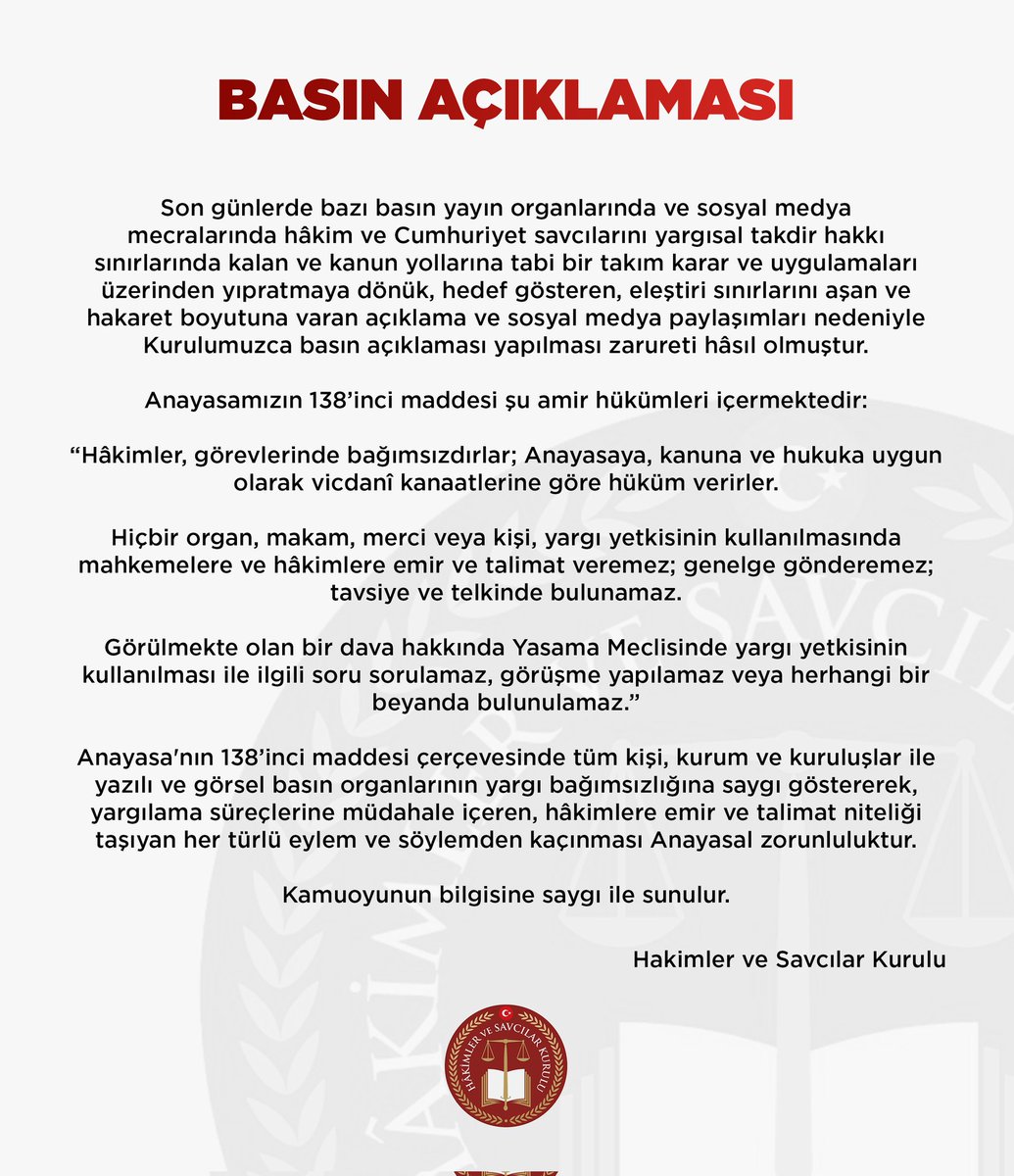 İşte HSK'nın üyelerden habersiz yaptığı Gülşen açıklaması.