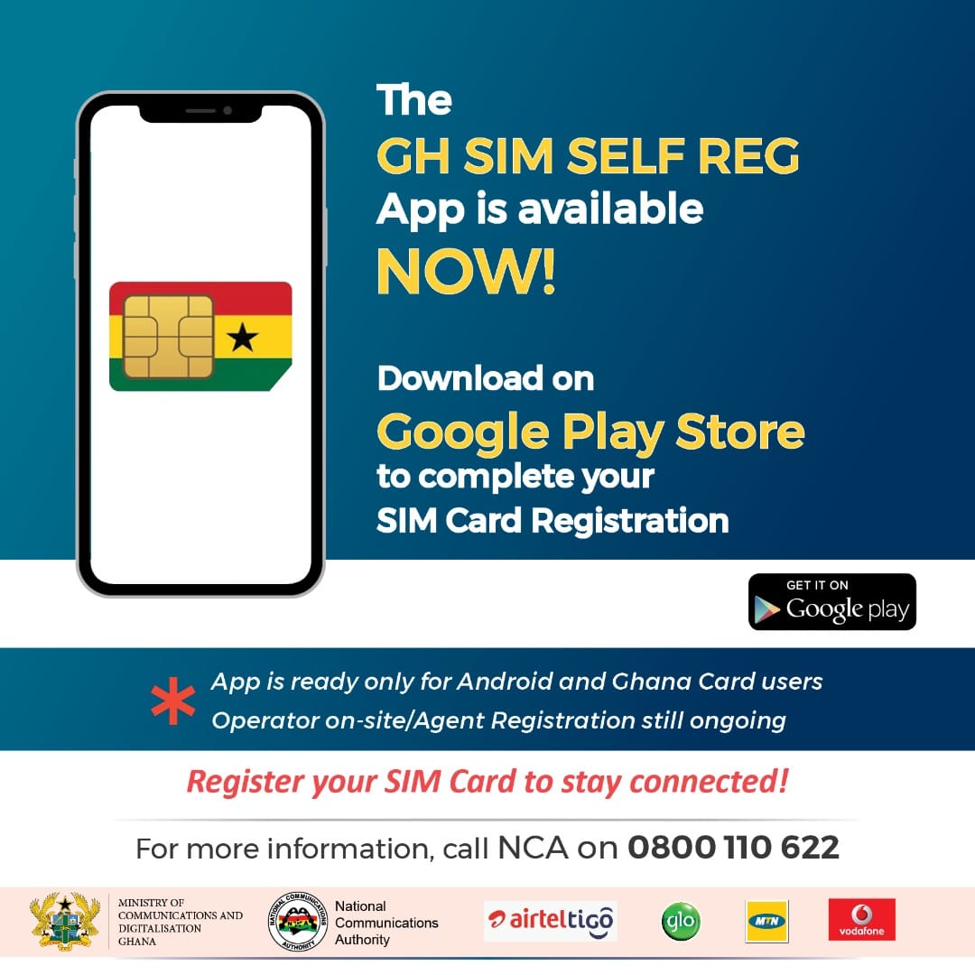 NCAGhana's tweet photo. The GH SIM Self Reg App is available now! https://t.co/mA8x0Sxg7s https://t.co/bDHH9zglla