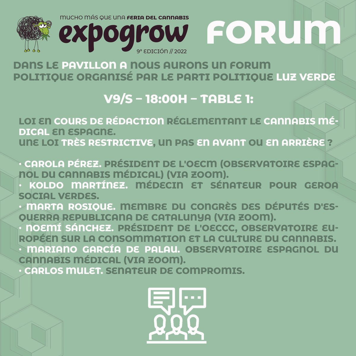 #expogrow2022 #foro #forum <a href="/LuzverdeRc/">LuzVerde.PC</a> #partidocannabicoluzverde #luzverde #charla #debate #ficoba #irun #wegrowtogether <a href="/carolaperez/">Carola Pérez</a> <a href="/komaur/">Koldo Martínez Urionabarrenetxea</a> <a href="/martarosiq/">Marta Rosique i Saltor</a> #noemisanchez #marianogarciadepalau <a href="/carlesmulet/">Carles Mulet Garcia</a>