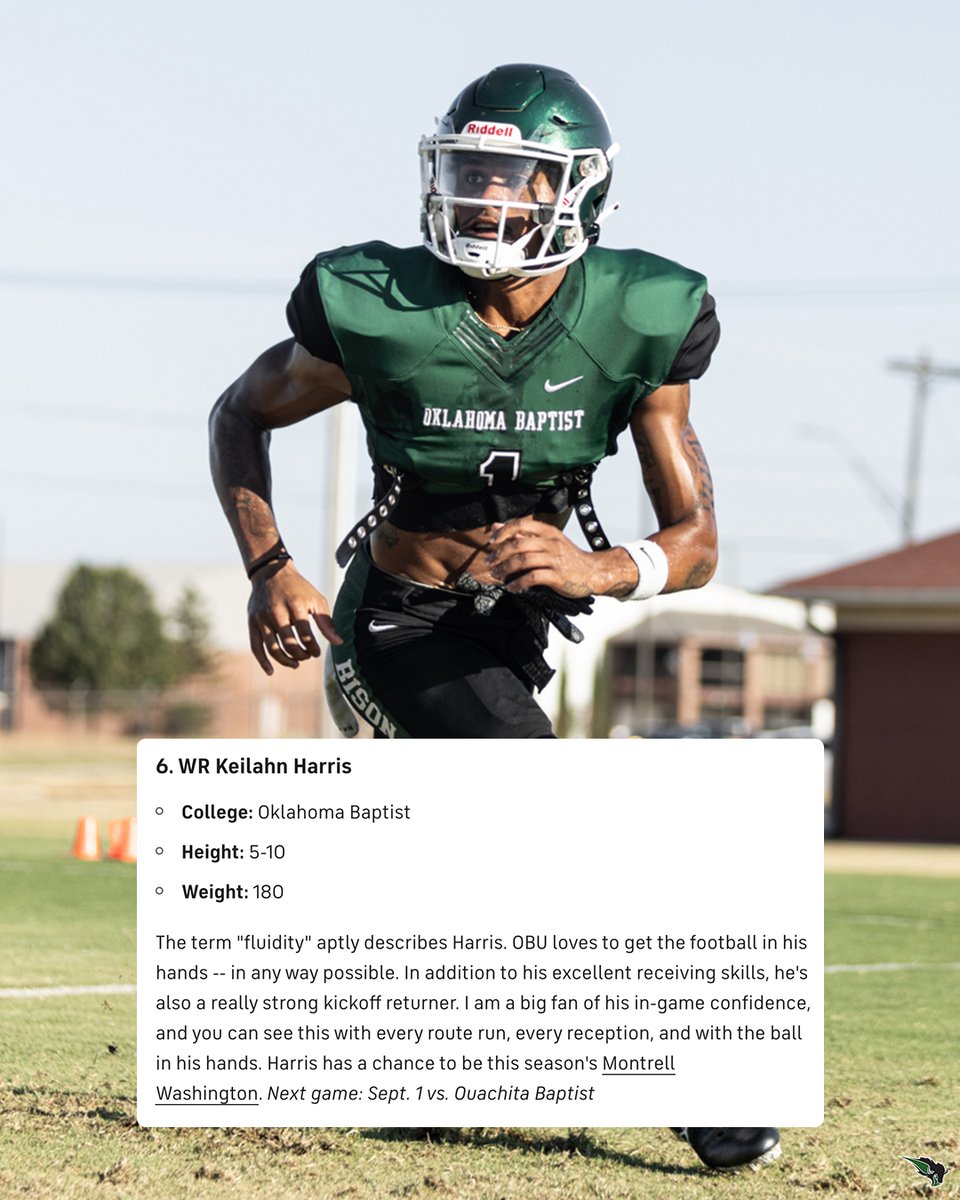 OBU_Football's tweet photo. Putting the NFL on notice ✍️

Look what @CBSSports @FBGameplan Emory Hunt had to say about @Keilahn1 on the Top 10 small-college prospects for the 2023 NFL Draft

📰 | https://t.co/I3J5TxmSH0

#OnToVictory #BisonPros https://t.co/z3kORFkWv7