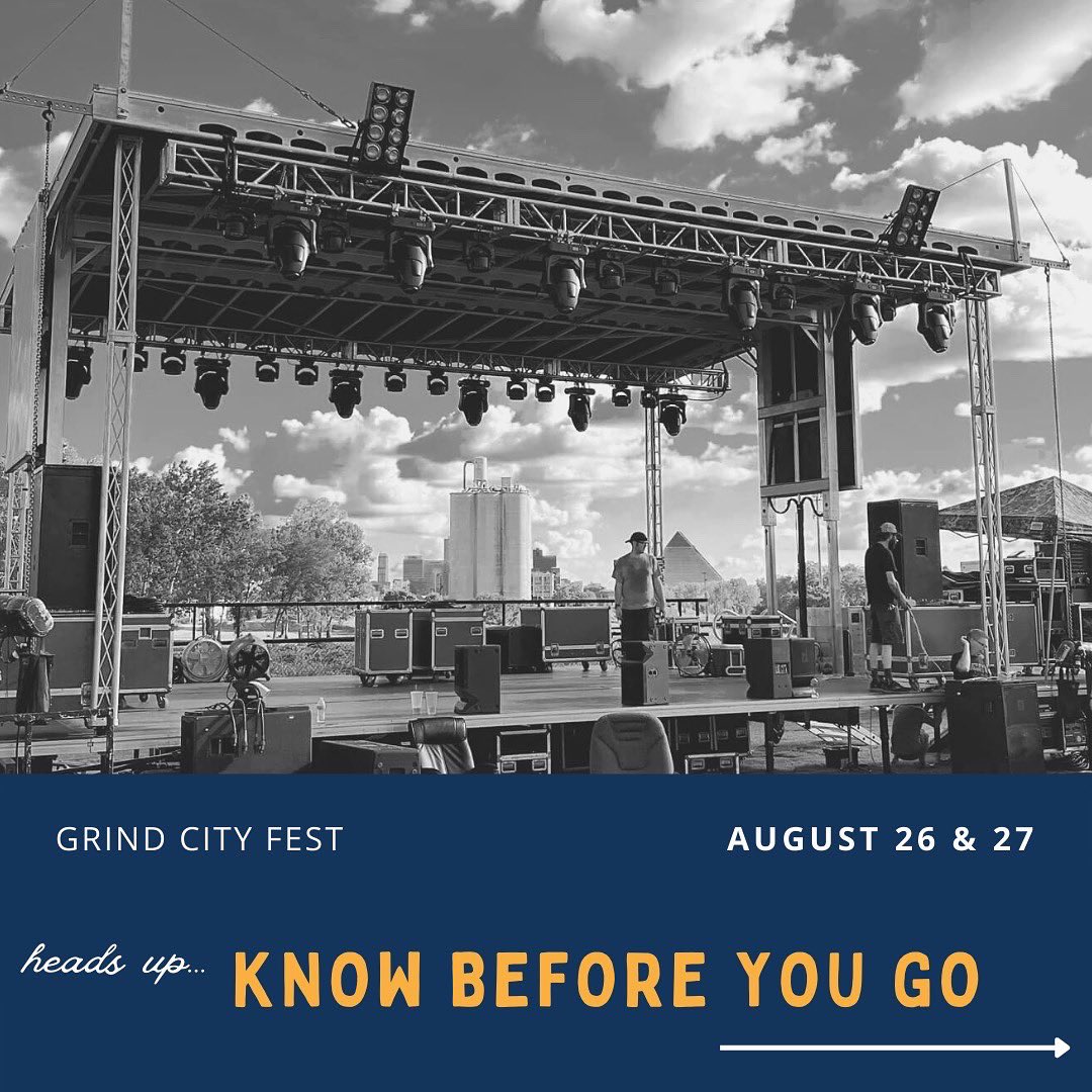 grindcityfest's tweet photo. KNOW BEFORE YOU GO: Just a few notes to help you prepare for #GCF2022! We can’t believe it’s finally here and we are stoked to see you all for some #bluesbrewsandbluegrass 🎶🎷🪕

#grindcityfest #GrindCityBrewery #bluesandbrews #choose901 #ilovememphis #musicfestival #countown https://t.co/rZMHGcCma8
