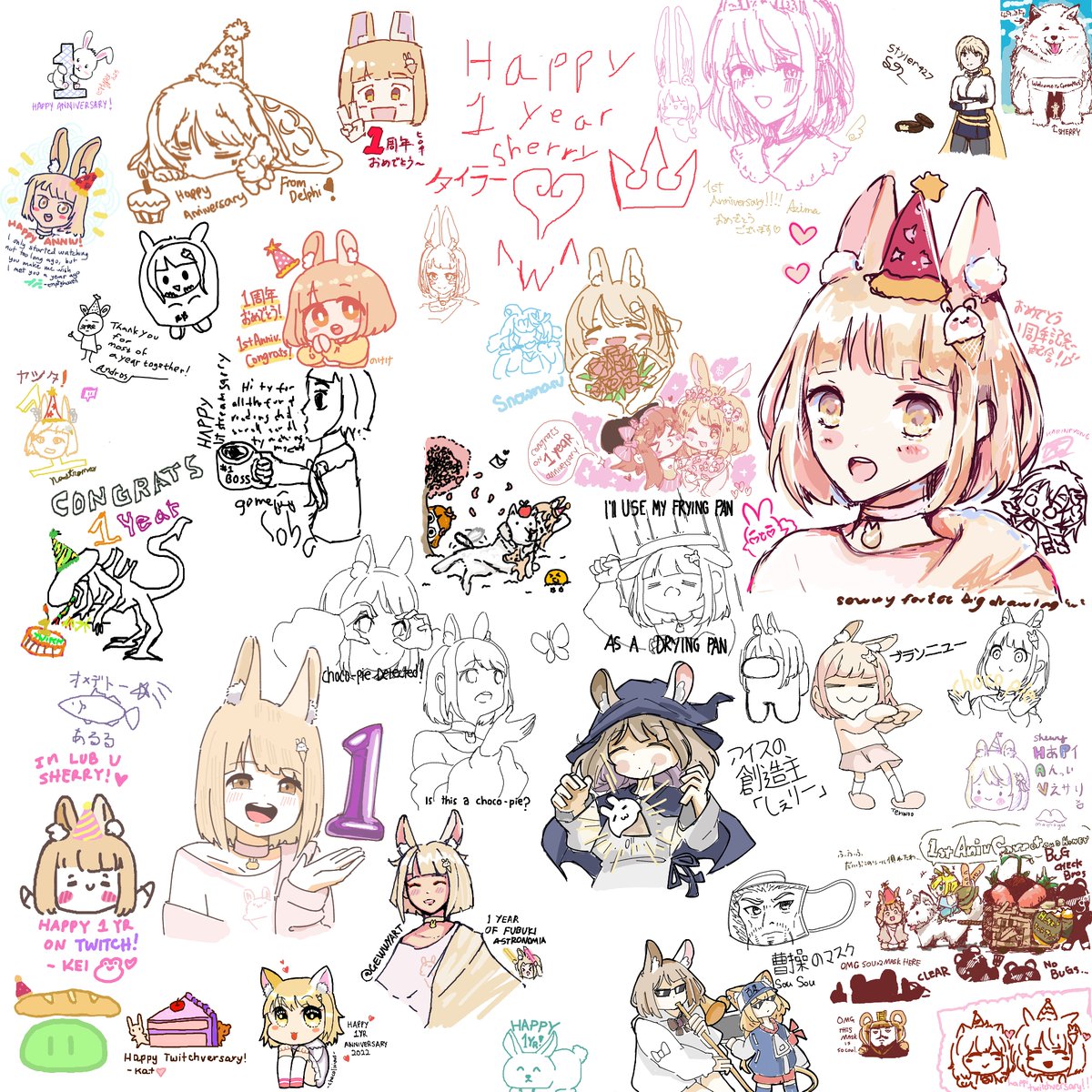 thank you so much for spending time with me to celebrate our 1 year twitchversary yesterday, everyone!!!! ;U; i had such a good time and i hope you all did too!!!! (≧∀≦)💓
1周年を盛大に祝ってくれて本当にありがとう、みんな!!!!めちゃくちゃ楽しい13時間だった!!!!(≧∀≦)💓 
