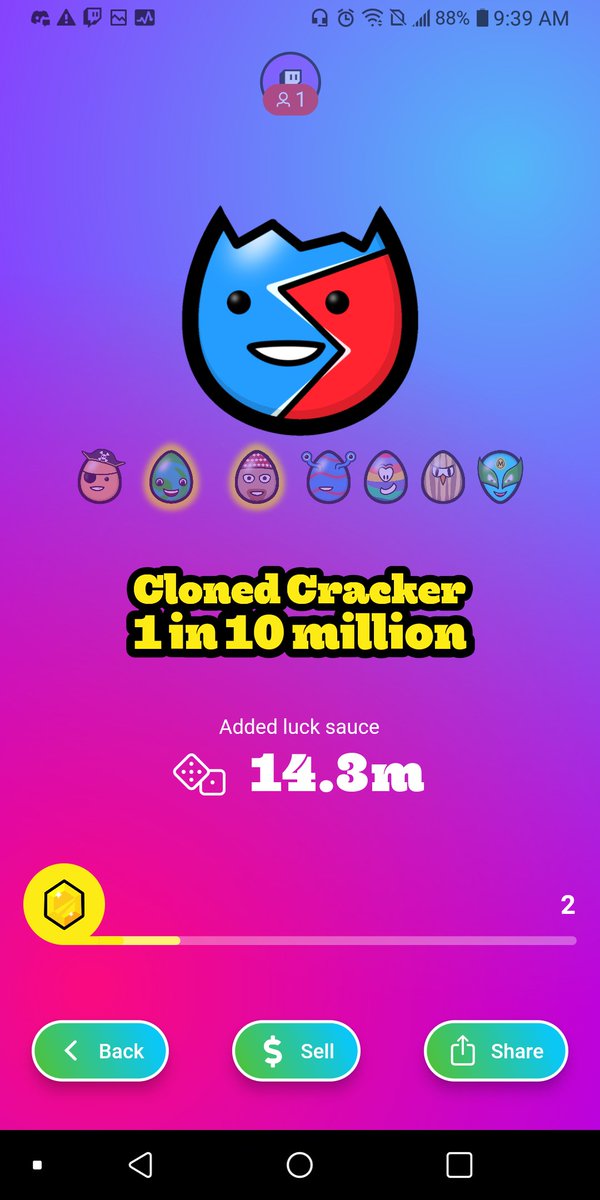 LightsCoast's tweet photo. Haven't even played for a full hour today and have already cleaned over 4 #clonedcracker eggs. Ah, i love finding it! Such a good egg. Find your favorite egg today, download &amp; play One in a Trillion FOR FREE on IOS &amp; Android! #onetrilliongame @OneTrillionGame. #MobileGame https://t.co/jQ7tRiQ8re