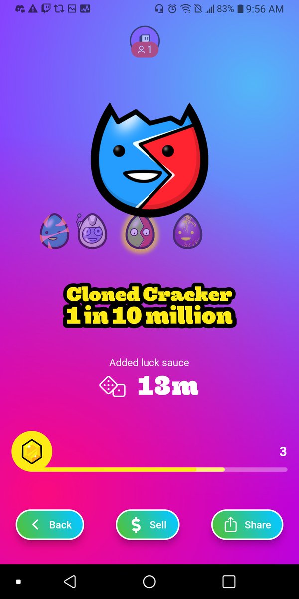 LightsCoast's tweet photo. Haven't even played for a full hour today and have already cleaned over 4 #clonedcracker eggs. Ah, i love finding it! Such a good egg. Find your favorite egg today, download &amp; play One in a Trillion FOR FREE on IOS &amp; Android! #onetrilliongame @OneTrillionGame. #MobileGame https://t.co/jQ7tRiQ8re