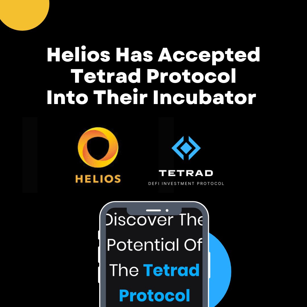 tetrad_protocol's tweet photo. We are proud to announce that the Tetrad Protocol has been invited by Helios into their incubation program! #TrustEVM #Helios #Yieldplus #RecoveryPlus #Tetradprotocol #EOS https://t.co/IpoQCE05te