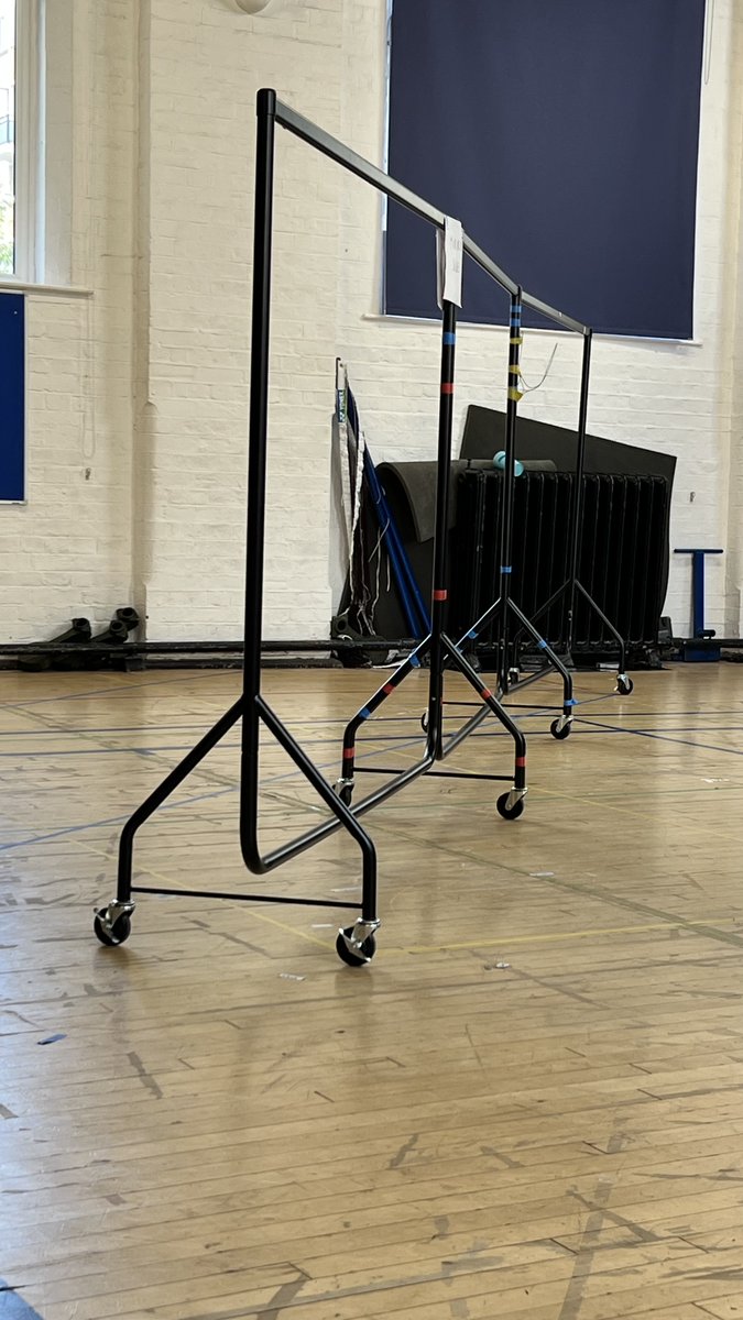 ShayleyShout's tweet photo. Said it before, and I'll say it again; you gotta love costume rails as rehearsal substitute scenery. #MissMarpleTour https://t.co/65GXZ3BVL6