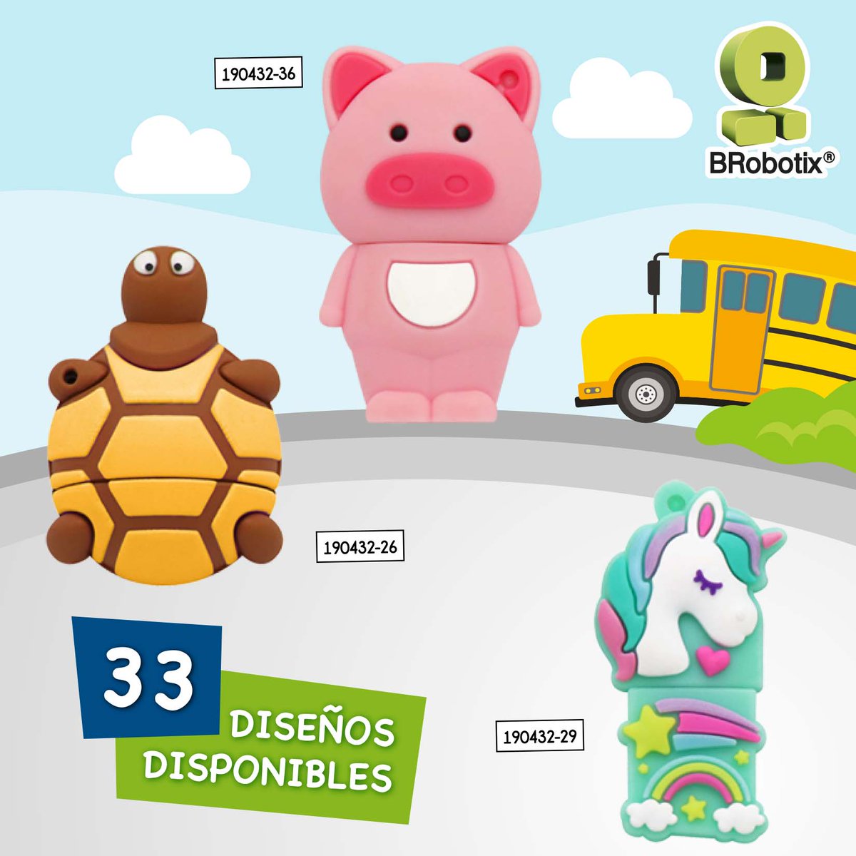 📚🍎🦄🐻 Destaca en este Regreso a clases con las Memorias USB de 32GB #BRobotix 💯✅ son 33 divertidos diseños, ¿cuál es tu favorito? 😄
#regresoaclases #backtoschool #memoriausb #usb #32gb #somossoluciones #unicornio #osito #conejo #gallo #buho #cerdito #tortuga