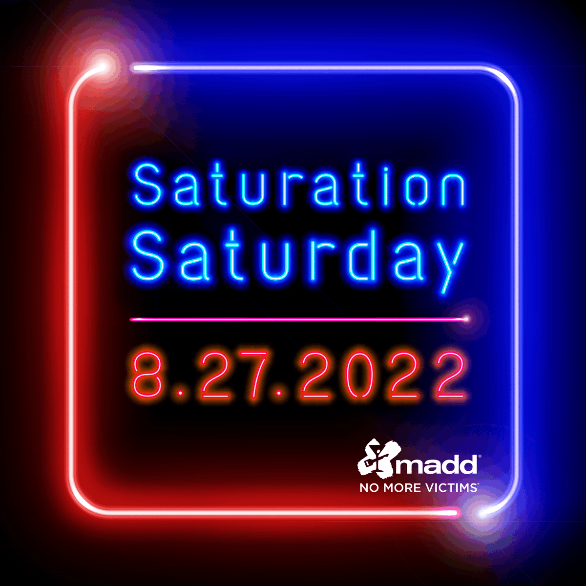 Tomorrow is #SaturationSaturday. Across the nation you'll see checkpoints, increased DUI patrols, and other enforcement efforts aimed at preventing impaired driving and stopping people who make the 100% preventable choice. #NoMoreVictims