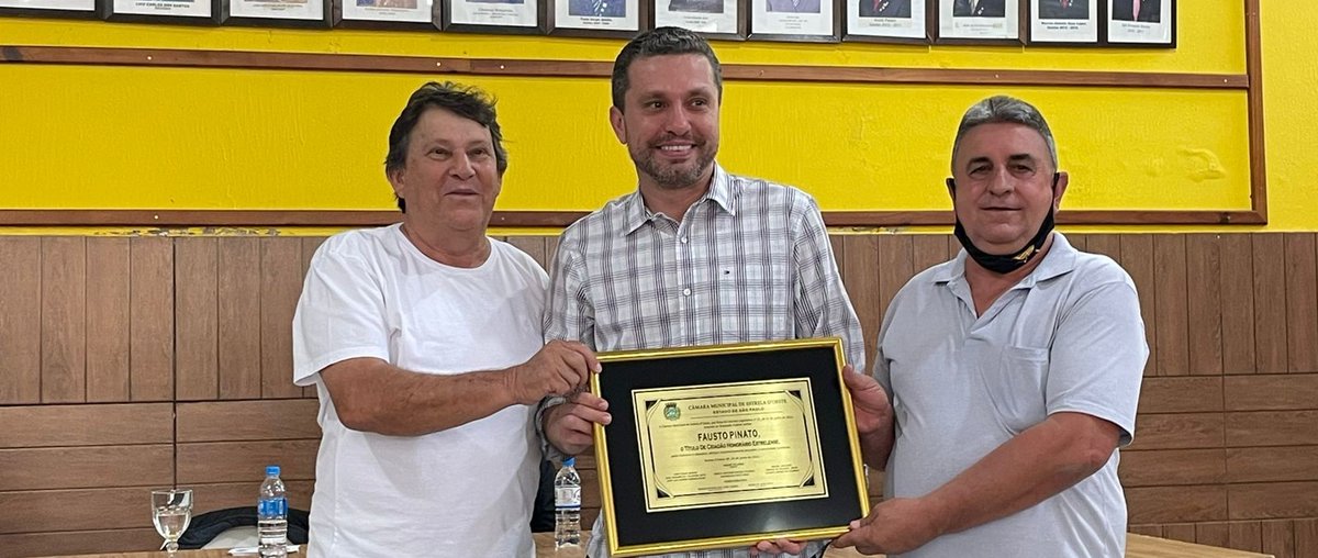 DepFaustoPinato's tweet photo. Foi com muita alegria que comparecemos na manhã desta sexta-feira, 26 de agosto, na cidade de #EstreladOeste para recebermos com orgulho o título de cidadão #estrelense deste pacato e aconchegante município. https://t.co/IoXiC2BRP6