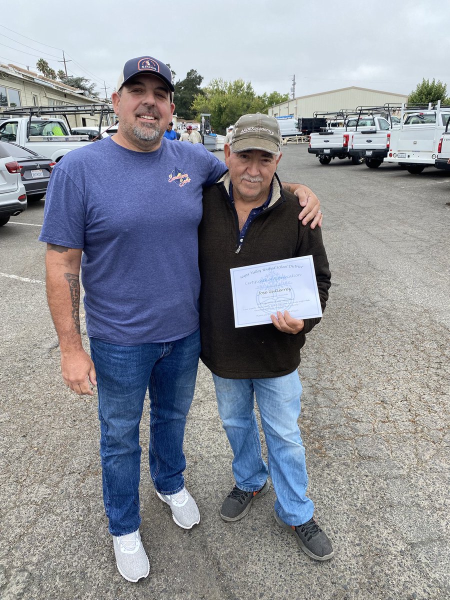 Congratulations to Jose Gutierrez who is retiring from ⁦<a href="/NVUSD/">Napa Valley Unified</a>⁩ maintenance and grounds.  He has done a fantastic job making sure the school sites where he worked always sparkle for the students.