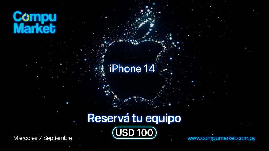 Compumarket's tweet photo. 😎Sos fan de Apple?
No podés perderte esta noticia! El 7/Set es el lanzamiento mundial del nuevo iPhone 14 y a partir de ese día ya podés reservar el tuyo en Compumarket!
🍎Enterate cómo hacerlo, llamando al 021 610400
en nuestra web https://t.co/xLBWeMPevB
o en nuestras tiendas. https://t.co/pQBAEIH7Qh