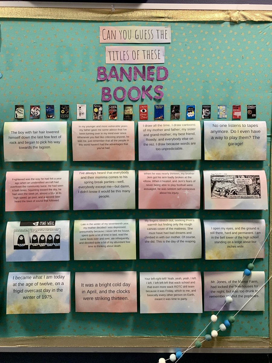 New bulletin board is ready to go!📚#bannedbooks #teachersoftwitter