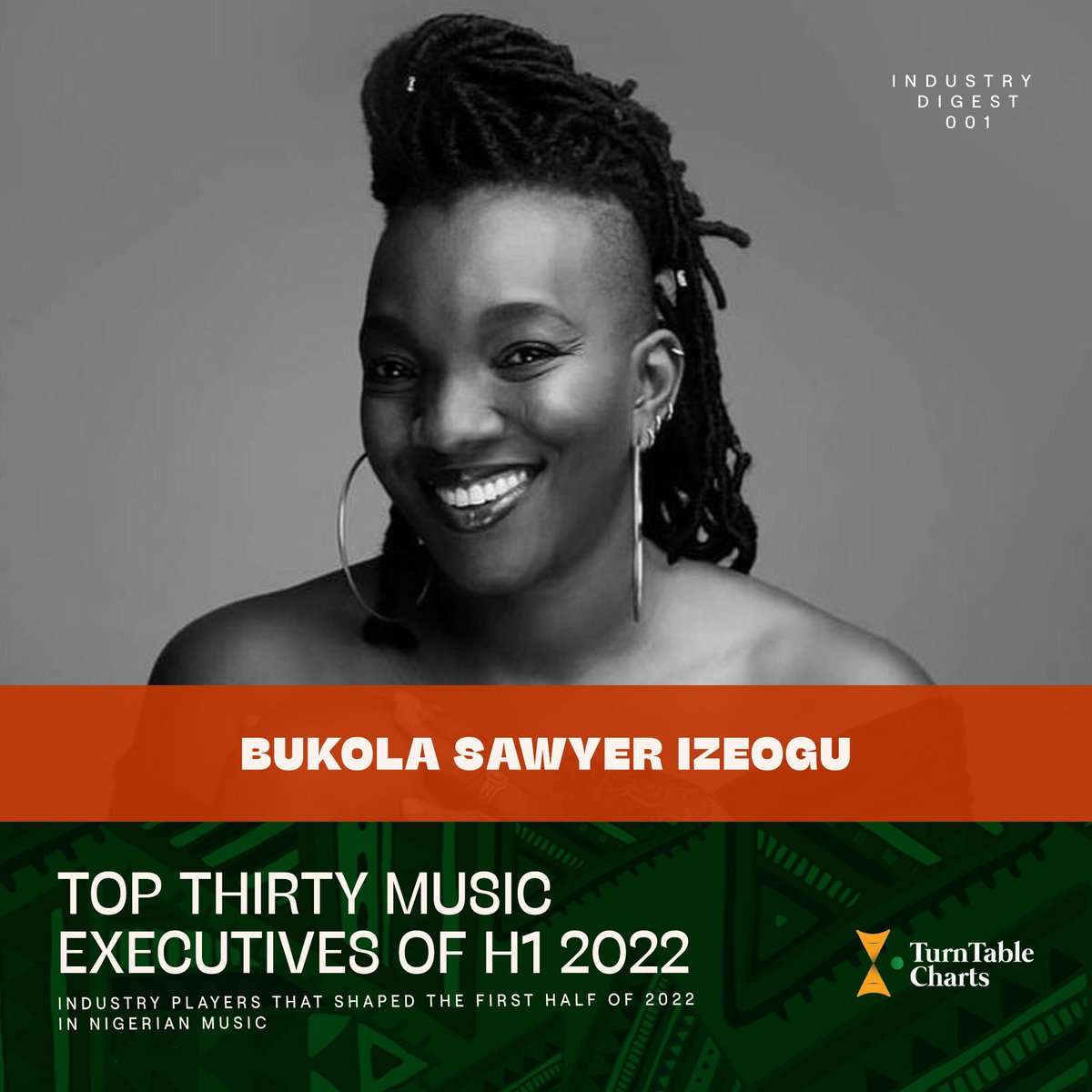 TurntableCharts's tweet photo. Meet the #TurnTablePowerList  for H1 2022 

— Bukola Sawyer Izeogu (@BukiHQ) 
— Tosin Sorinola (@tosinsho_)
— Alabi Moronfoluwa (@f0luade) 

See the full list here https://t.co/hMtXT3JAMz https://t.co/JEjGXFSHOX