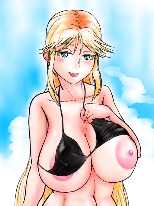 初めに描いてた黄と黒のビキニ差分。 