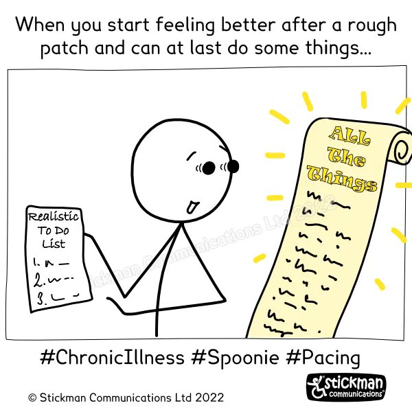 It is very hard to pace when I start feeling a bit better after a long period of being much worse than usual. I REALLY want to do all the things - but know that if I do I'll push myself back to horrible. The struggle is real. 
#PoTS #Fatigue #Pacing #ChronicIllness #NEISvoid