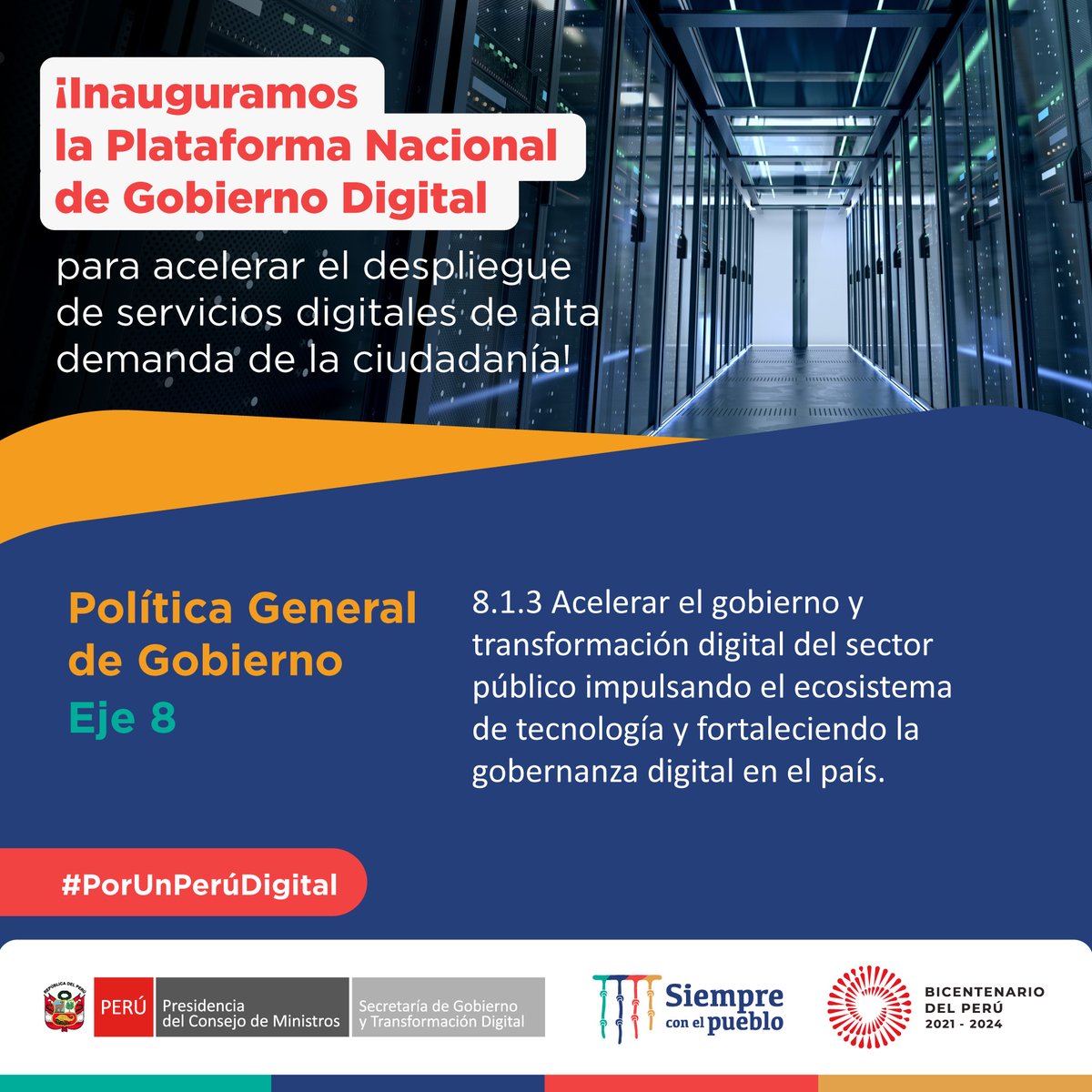 PeruPaisDigital's tweet photo. #PorUnPerúDigital | ¡La Plataforma Nacional de Gobierno Digital ya es una realidad! 💪 🇵🇪 

En el marco del eje 8 de la #PolíticaGeneralDeGobierno, inauguramos esta gran plataforma que permitirá acelerar la digitalización de los servicios públicos.

🗞 https://t.co/NXPC2KKtBu https://t.co/rK9DZOgTc4