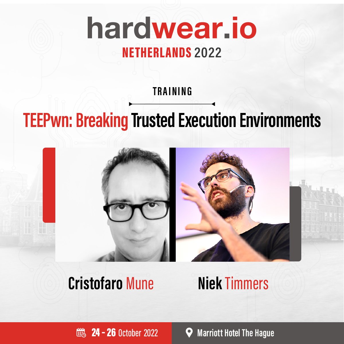 hardwear_io's tweet photo. 🖥️Experience exploitation of powerful #vulnerabilities specific for #TEE technology

💡@pulsoid &amp; Niek will help you deep dive into TEE #Security with practical examples on their custom emulated attack platform

🎫Get your training ticket➡️ https://t.co/60twZzot7b

#hw_ioNL2022 https://t.co/UWaIvL77HR
