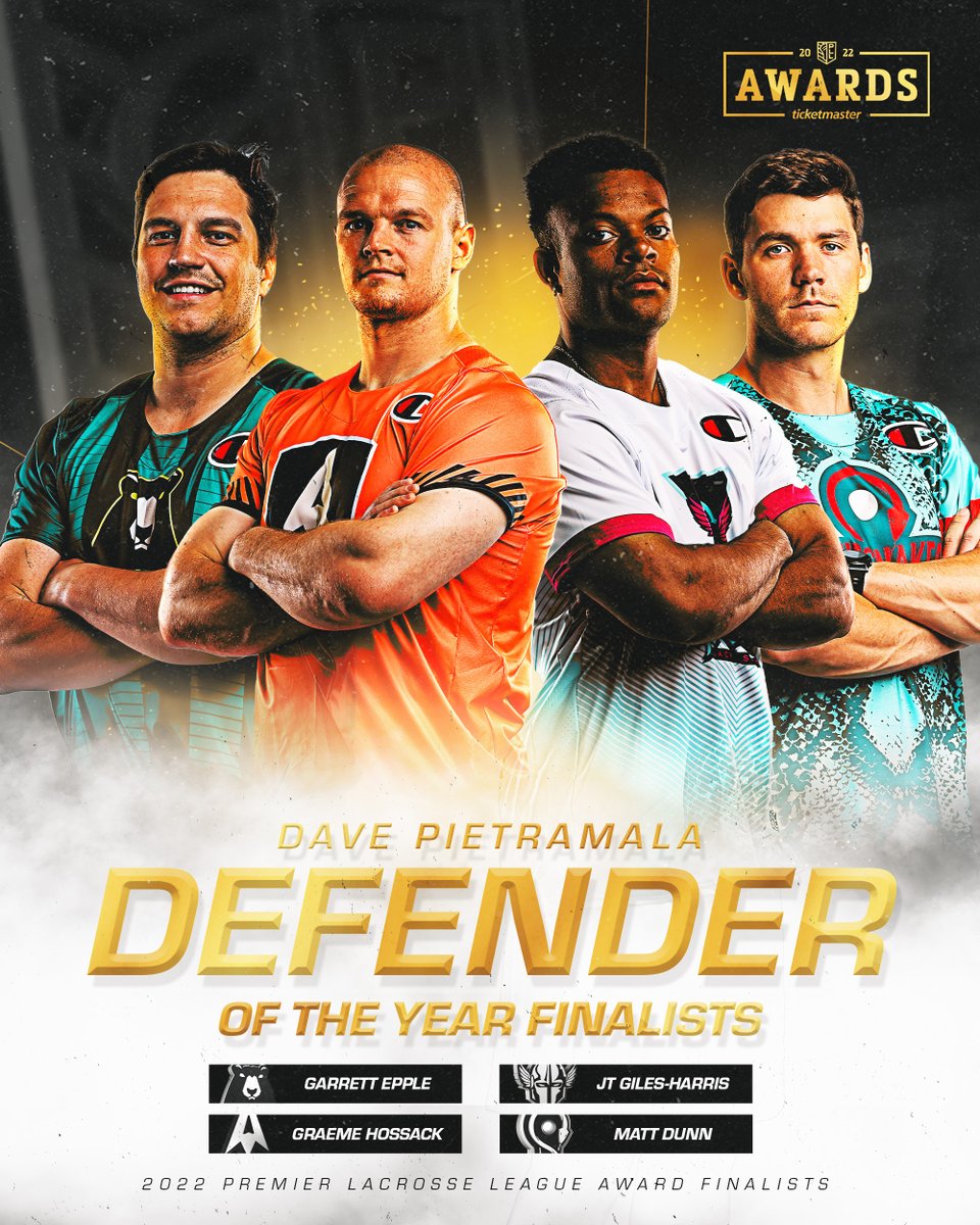 Your Defender of the Year Finalists

🌲 Garrett Epple
🏹 Graeme Hossack (<a href="/4Hoss18/">Graeme Hossack</a>)
⚔️ JT Giles-Harris 
🐍 Matt Dunn (<a href="/imdunntweeting/">Matt Dunn</a>)