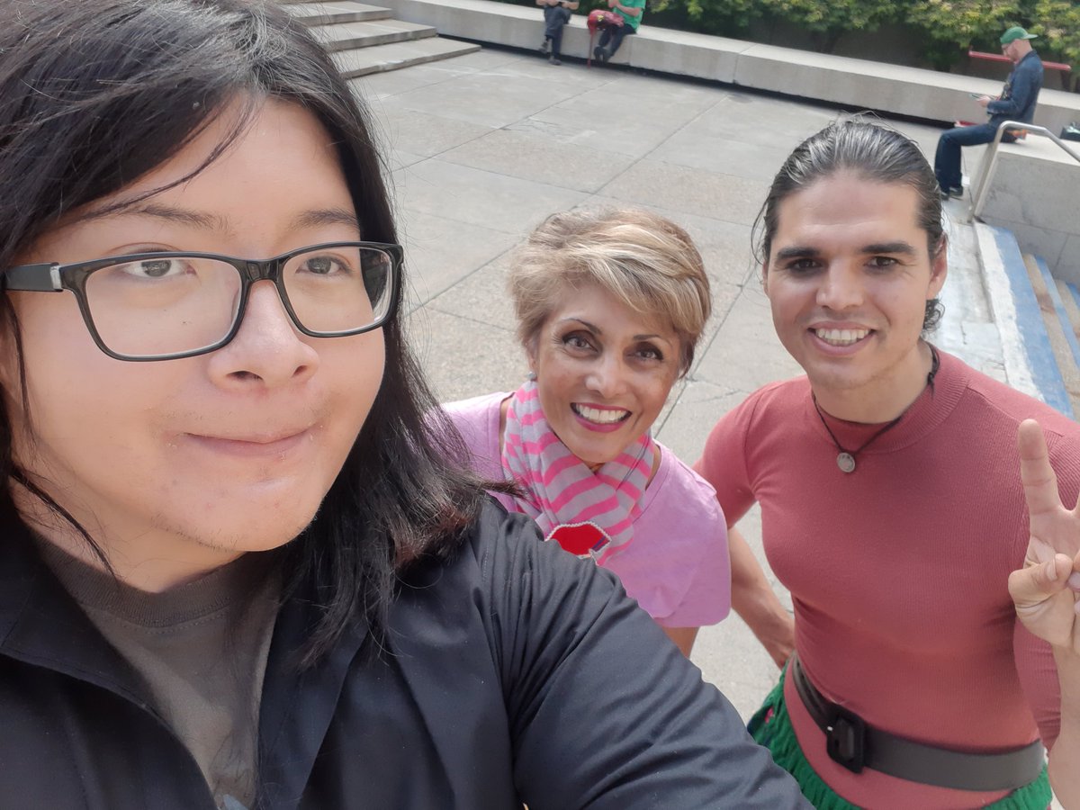 Today was the 2 spirit pipe ceremony and pride flag raising at City Hall to bless <a href="/CalgaryPride/">Calgary Pride</a>. I'm honoured to have been invited to represent Piikani. It was great to meet Mayor <a href="/JyotiGondek/">Jyoti Gondek</a> in person! (we met virtually when we were co-panelists a year or so ago).