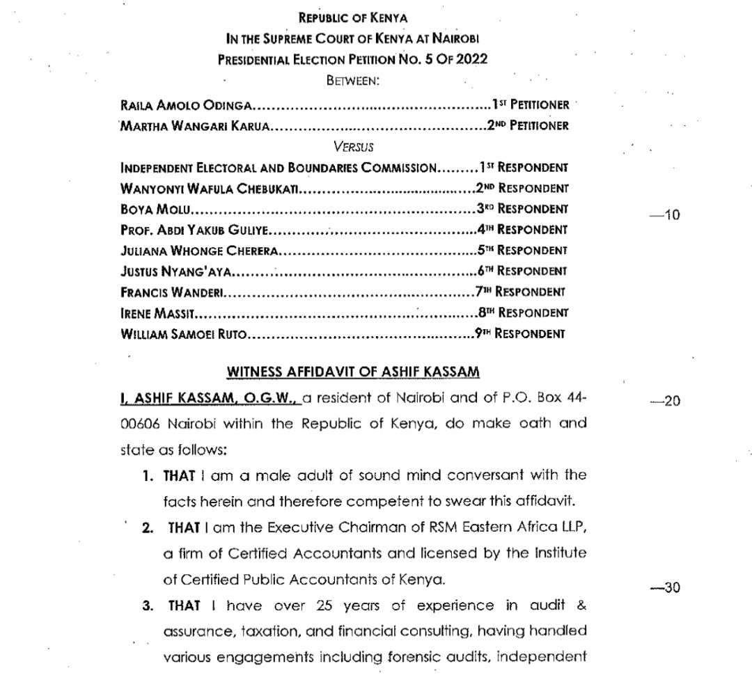 smutoro's tweet photo. Game-changer: Audit firm RSM filed an affidavit in the Supreme Court - its' report after auditing results. RSM says the allegations on variances between presidential votes and other seats are unfounded https://t.co/anistEFrwg