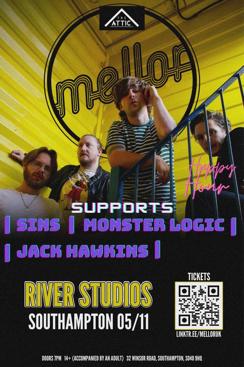 Delighted to be returning to Southampton to support <a href="/melloruk/">Mellor</a> on the south-coast stop of their album release tour at <a href="/RiverStudios/">River Studios</a>

Tickets are available via the link below, see ya there ❤️

fatsoma.com/e/h53hgcea/mel…
