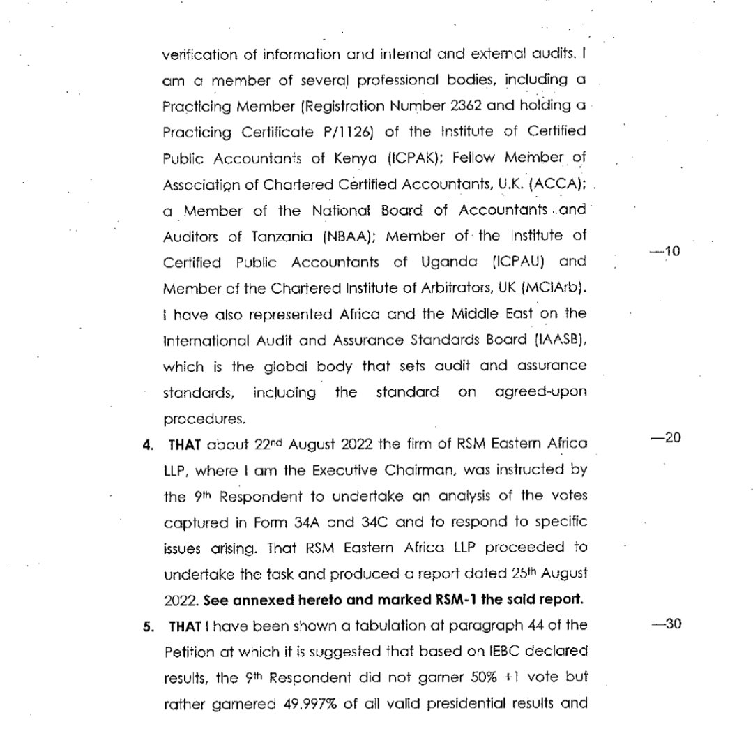smutoro's tweet photo. Game-changer: Audit firm RSM filed an affidavit in the Supreme Court - its' report after auditing results. RSM says the allegations on variances between presidential votes and other seats are unfounded https://t.co/anistEFrwg
