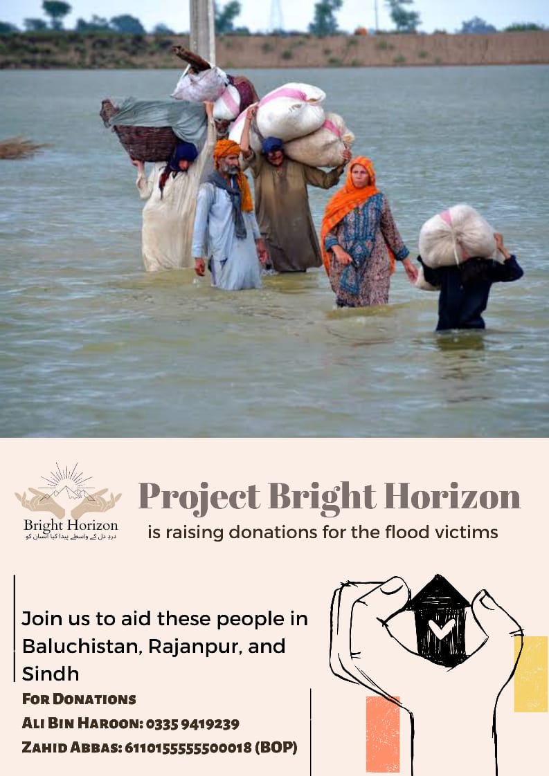 _Bright_Horizon's tweet photo. With floods hitting more areas of Pakistan, TBH has decided to collaborate with bigger platforms and aid them by raising donations.
It is a humble request to all of you to donate as much as you can to save lives
#FloodinPakistan #FloodVictims #floods2022 https://t.co/xcht1Hqjz7